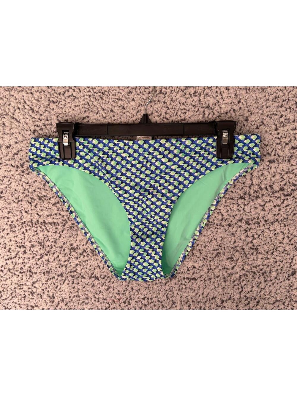 Tommy Bahama Palm Modern Mosaic Hipster Bikini Bottom Beach Glass Blue M NWT